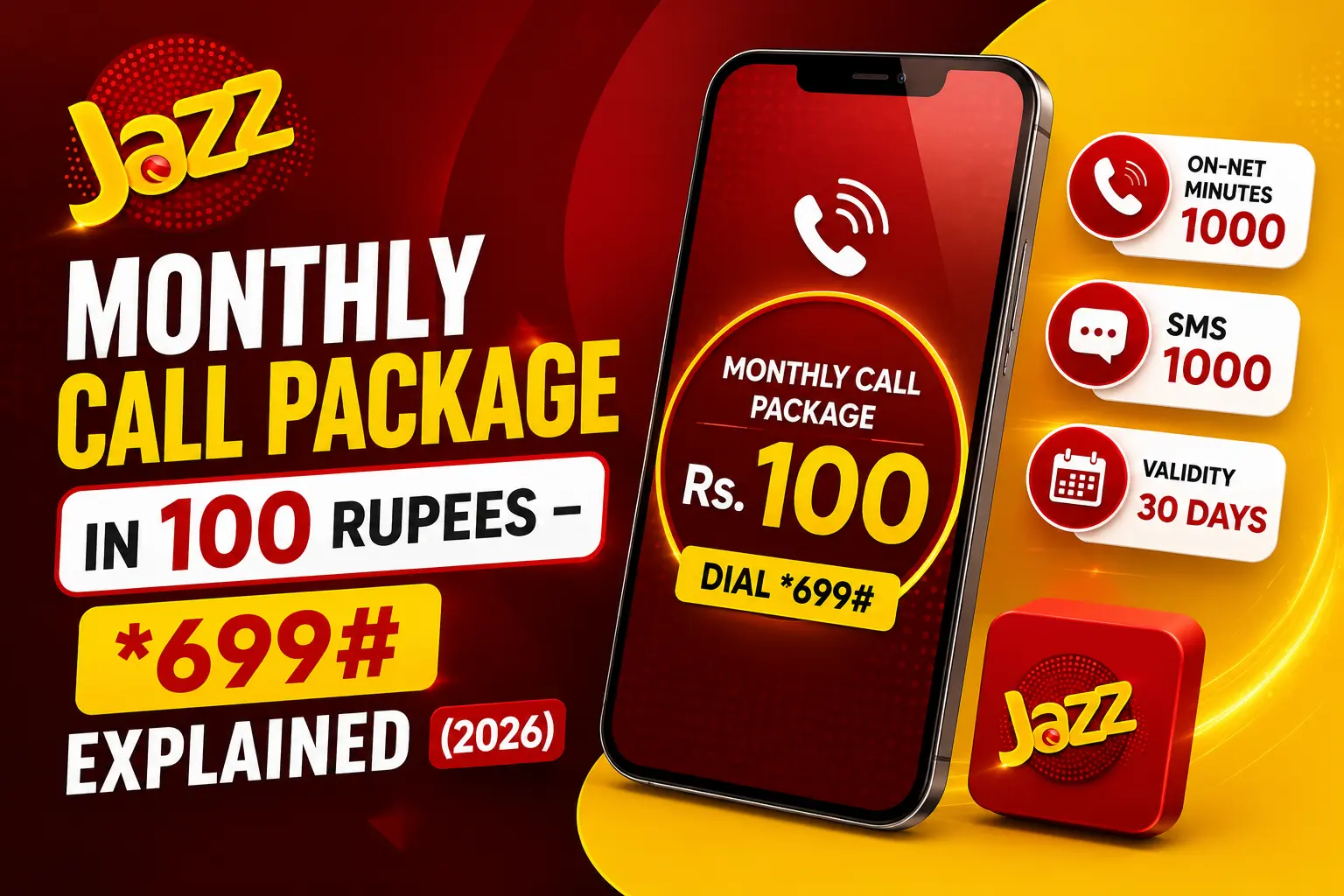 Jazz Monthly Call Package in 100Rs 1 Jazz Monthly Call Package in 100 rupees